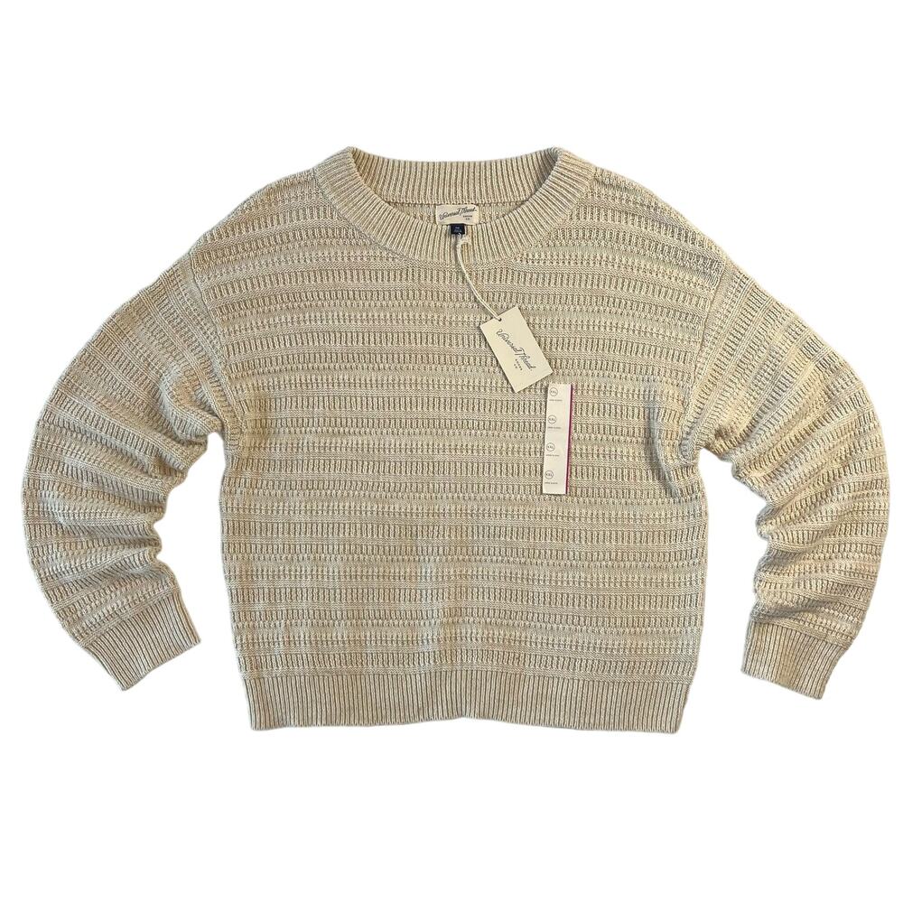 Cabincore NWT XXL Cream Knit Sweater Oversized Cottage Layering Pull Over